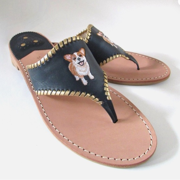Jack Rogers Embroidered CORGI Dog Sandal 7.5 - Picture 2 of 6